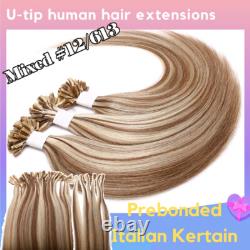 THICK Russian Nail U-Tip Fusion Human Hair Extensions Pre Bonded Keratin 2224
