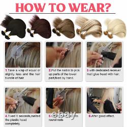 Thick 150G Nail U Tip Human Hair Extensions Russian Remy Pre Bonded Keratin Glue