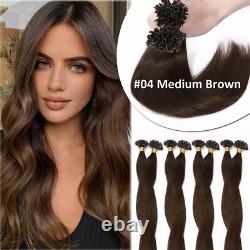 Thick Keratin Nail U-Tip 100% Remy Real Human Hair Extensions Pre Bonded Fusion