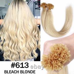 USA CLEARANCE Nail U Tip Human Hair Extensions Remy Pre Bonded Keratin Blonde 1G