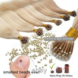 US New Nano Ring Beads Human Hair Extensions Keratin Nano Tips Ombre/Highlight E