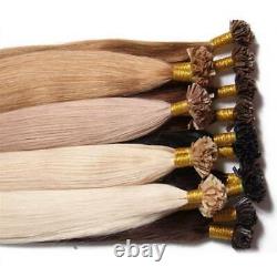 U Nail Tip Real Remy 100% Human Hair Extensions Keratin Pre Bonded 1G Brazilian