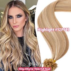 U Tip Nail Tip Pre Bonded Keratin Real Remy 100% Human Hair Extensions Blonde US