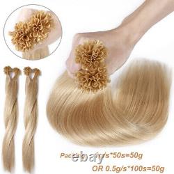 U Tip Pre Bonded Real Brazilian Human Hair Extensions Keratin Nail Glue Clearanc