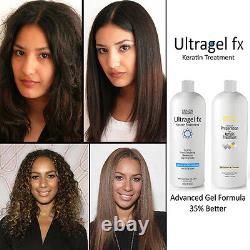 UltraGel FX Brazilian Keratin Blowout Treatment 1000ml with Advanced Gel & Prep