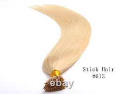 Virgin Mink Human Hair Extensions I Tip preBonded Keratin Stick 100 strands #613