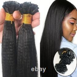 Yaki Straight Flat Tip Human Hair Extension Yaki Keratin Fusion Hair 100g 100pcs