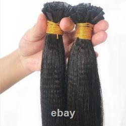 Yaki Straight Flat Tip Human Hair Extension Yaki Keratin Fusion Hair 100g 100pcs