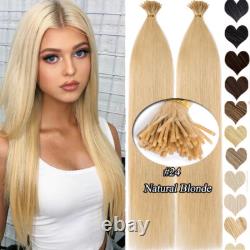 0,5 g/mèche I Tip Extensions de cheveux humains Remy lisses 8A à la kératine en bâtonnet de colle