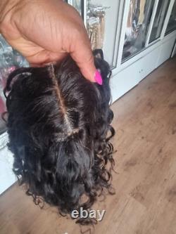 12A 12POUCES 6X6 BASE EN SOIE WIGLET EN CHEVEUX BRÉSILIENS ONDULATIONS PROFONDES POUR PERTE DE CHEVEUX 1b