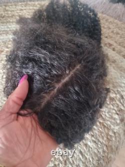 18POUCES 6X6 Base en Soie Topper WIGLET CHEVEUX BRÉSILIENS BOUCLES KINKY POUR PERTE DE CHEVEUX 12A