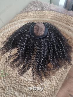 18POUCES 6X6 Base en Soie Topper WIGLET CHEVEUX BRÉSILIENS BOUCLES KINKY POUR PERTE DE CHEVEUX 12A