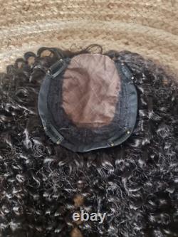 18POUCES 6X6 Base en Soie Topper WIGLET CHEVEUX BRÉSILIENS BOUCLES KINKY POUR PERTE DE CHEVEUX 12A