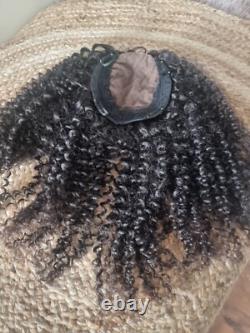 18POUCES 6X6 Base en Soie Topper WIGLET CHEVEUX BRÉSILIENS BOUCLES KINKY POUR PERTE DE CHEVEUX 12A