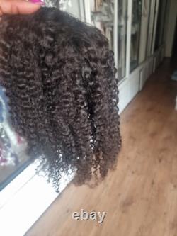 18POUCES 6X6 Base en Soie Topper WIGLET CHEVEUX BRÉSILIENS BOUCLES KINKY POUR PERTE DE CHEVEUX 12A