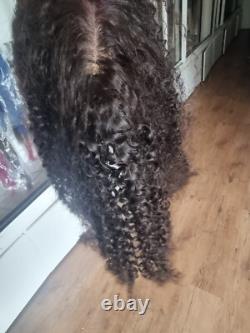 18POUCES 6X6 Base en Soie Topper WIGLET CHEVEUX BRÉSILIENS BOUCLES KINKY POUR PERTE DE CHEVEUX 12A