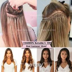 18-24 Ongles U Tip Fusion Kératine Véritable Extensions de Cheveux Humains Remy Complets 150g