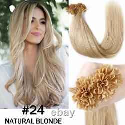 200PCS Épais Pré-lié Pointe en U en Kératine Extensions de Cheveux Humains Réels Remy Blancs