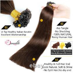 200strands U-tip Ongles 100% Remy Hair Extensions 1g Humaine Colle Pré Kératine