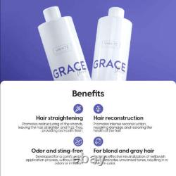 2 Bouteilles Grace Violet 33,8oz Kératine Brésilienne pour Lissage Capillaire
