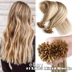 300Pcs Extensions de Cheveux Humains 100% U Tip Droites Pré-collées à la Kératine 14-24