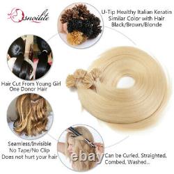 300pcs Russe Nail U Tip 100% Remy Human Hair Extensions Pre Bonded Keratin 1g