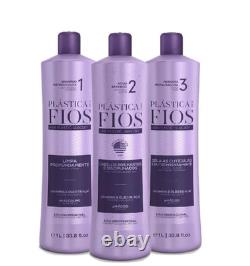 - (3X1 litre) Système lissant pour cheveux à la kératine brésilienne Plastica Dos Fios, anti R