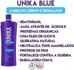 Accélérer le traitement à la kératine brésilienne de lissage des cheveux bleus Unika 1L envoi rapide