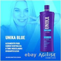 Accélérer le traitement à la kératine brésilienne de lissage des cheveux bleus Unika 1L envoi rapide