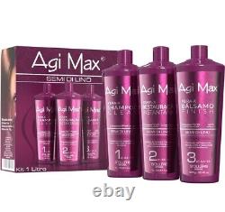 Agi Max Kera-X S'oller Traitement Lissant pour les Cheveux à l'Huile de Lin Rouge 3x1L