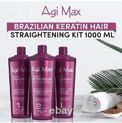 Agi Max Kera-X S'oller Traitement Lissant pour les Cheveux à l'Huile de Lin Rouge 3x1L