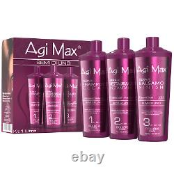 Agi Max Kera-X S'oller Traitement Lissant pour les Cheveux aux Graines de Lin Rouge 3x1L