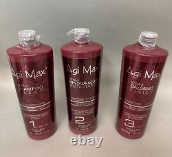 Agi Max Kera-x S'oller Semi DI Lino Redresseur De Cheveux Traitement De Solvant Rouge 3x1l