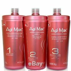 Agi Max Kit Cheveux / Lissage Kératine Brésilienne 1 Lt 3 Étapes X 1000ml En Vente