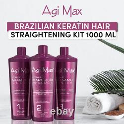 Agi Max Kit De Traitement De Cheveux Kératin Naturel Brésilien Pour Les Courbes De Lissage
