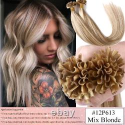 #Balayage Kératine Extensions de Cheveux Humains Remy U Tip Russe Pré-bondées ÉPAISSES