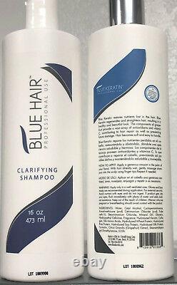 Blue Hair Professionnel Clarifiant Shampooing 16 Oz Et Traitement De La Kératine Bleue 32 Oz