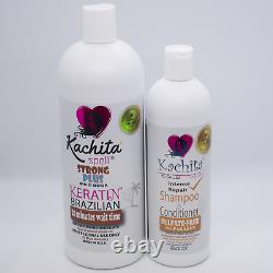 Brésilien Kératine Traitement Kachita Spell Chocolat 32floz+ Shampooing Conditionneur