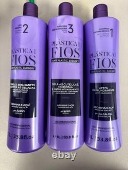 Cadiveu 3x1 Litre Plastique Dos Fils Système Lissant pour Cheveux à la Kératine Brésilienne