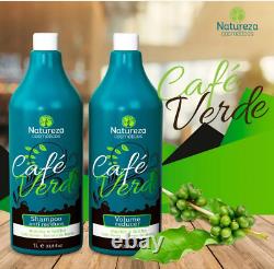 Cosmétiques naturels à la kératine organique Progressive Coffee Green, 2 x 1 litre.