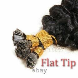 Curly Keratin Fusion Flat Tip Human Hair Extension Pre Bonded Flat Tip Hair 100g