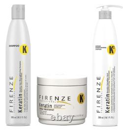 Ensemble de soins professionnels à la kératine Firenze : shampoing à la kératine, conditionneur intense