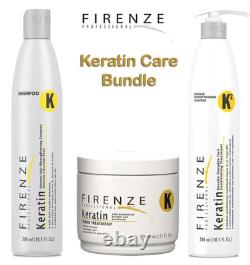 Ensemble de soins professionnels à la kératine Firenze : shampoing à la kératine, conditionneur intense
