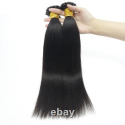 Extension capillaire en cheveux humains lisses Yaki clair à pointe plate, kératine fusion, K-tip Yaki droite