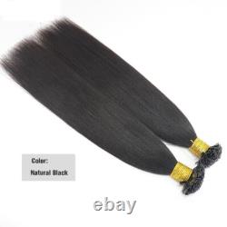 Extension capillaire en cheveux humains lisses Yaki clair à pointe plate, kératine fusion, K-tip Yaki droite