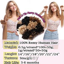 Extension de cheveux humains 100% Remy en U-Tip avec liens invisibles fusionnés à la kératine et perles