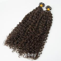 Extension de cheveux humains Remy bouclés profonds à pointe plate, fusion de kératine K Tip, 100 g