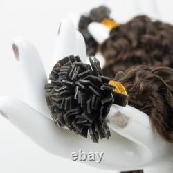 Extension de cheveux humains Remy bouclés profonds à pointe plate, fusion de kératine K Tip, 100 g