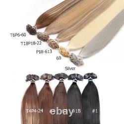 Extension de cheveux humains à la kératine, bouclés, ondulés, à pointe plate - 100 mèches, 70g.