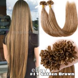 Extensions capillaires 100 % cheveux humains Remy méchés A, pointe en U pour fusion kératine pré-liée pour ongles, lot de 100